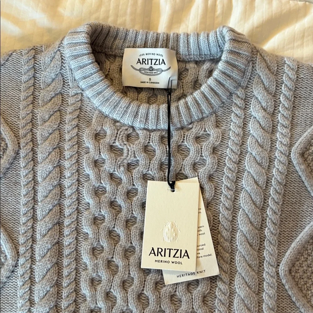 Aritzia Heritage Knit Merino Wool Crew Sweater New - Picture 7 of 9